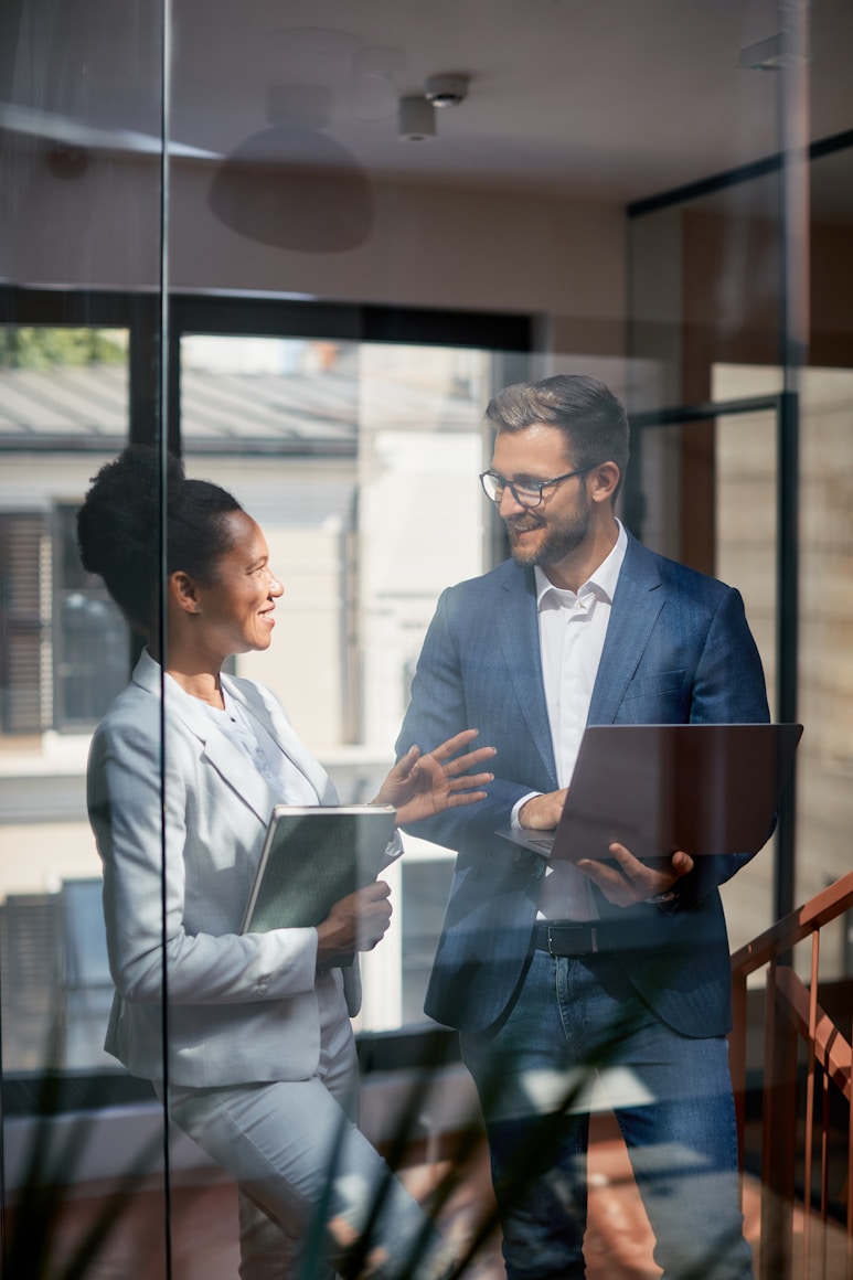 Agency professionals meeting in a modern office